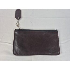 Vintage Coach Slim Brown Leather Zip Pouch Coin Purse Wallet Clutch USA Made